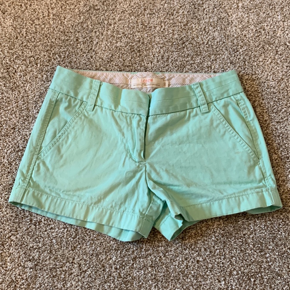 00 J. Crew 3” Chino Mint Green Shorts